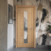 EasiKit Internal Door and Frame Kit - Carini Oak Internal Door - Long Clear Glass - Unfinished