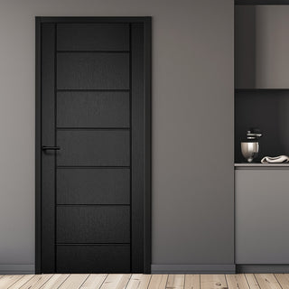 Image: Carolina Black Grained Internal PVC Door