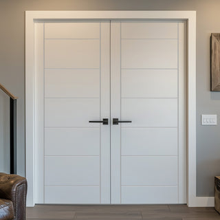 Image: Carolina Lightly Grained Internal PVC Panel Door Pair