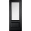 Top Mounted Black Sliding Track & Double Door - Murcia Black Panel Internal Door - Clear Glass - Prefinished
