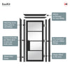 EasiKit Internal Door and Frame Kit - Chelsea 4 Pane Black Primed Internal Door - Clear Glass