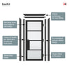 EasiKit Internal Door and Frame Kit - Chelsea 4 Pane Black Primed Internal Door - Clear Reeded Glass