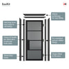 EasiKit Internal Door and Frame Kit - Chelsea 4 Pane Black Primed Internal Door - Tinted Glass