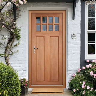 Image: Chigwell Hardwood Front Door and Frame Set with Fittings - Clear Toughened Double Glazing