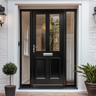 Image: Exterior Colonial 2L 2P Front Door with Two Sidelights - Customisable: Size, Colour, Glass and Sidelight Options