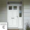 Exterior Colonial 2L 4P Front Door with Single Sidelight and Transom - Customisable: Size, Colour, Glass and Sidelight Options