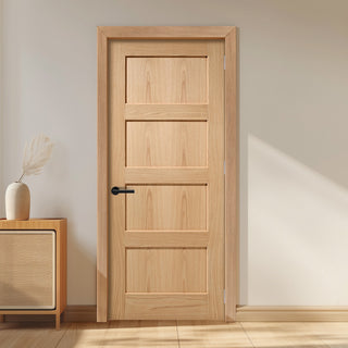 Image: EasiKit Internal Door and Frame Kit - Contemporary 4 Panel Oak Internal Door