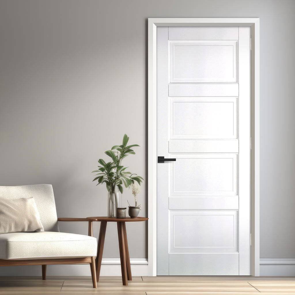 EasiKit Internal Door and Frame Kit - Contemporary 4 Panel Internal Door - White Primed