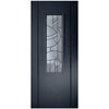 Contemporary Anthracite Grey Lightly Grained Internal PVC Door - Forfar Abstract Clear Glass