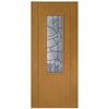 Contemporary Irish Oak Lightly Grained Internal PVC Door - Forfar Abstract Clear Glass