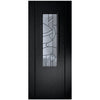 Contemporary Black Lightly Grained Internal PVC Door - Forfar Abstract Clear Glass