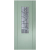 Contemporary Chartwell Green Lightly Grained Internal PVC Door - Forfar Abstract Clear Glass