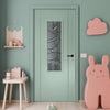 Contemporary Chartwell Green Lightly Grained Internal PVC Door - Forfar Abstract Clear Glass