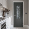 Contemporary Slate Grey Lightly Grained Internal PVC Door - Forfar Abstract Clear Glass