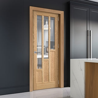 Image: EasiKit Internal Door and Frame Kit - Coventry Contemporary Oak Internal Door - Clear Glass