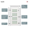 EasiKit Internal Door and Frame Kit - Coventry White Primed Shaker Internal Door - Frosted Glass