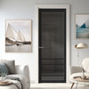 Hirahna Solid Wood Internal Door UK Made  DD0109T Tinted Glass - Shadow Black Premium Primed - Urban Lite® Bespoke Sizes