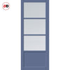 Eco-Urban Staten 3 Pane 1 Panel Solid Wood Internal Door Pair UK Made DD6310 - Clear Reeded Glass - Eco-Urban® Heather Blue Premium Primed