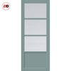 Eco-Urban Staten 3 Pane 1 Panel Solid Wood Internal Door Pair UK Made DD6310 - Clear Reeded Glass - Eco-Urban® Sage Sky Premium Primed