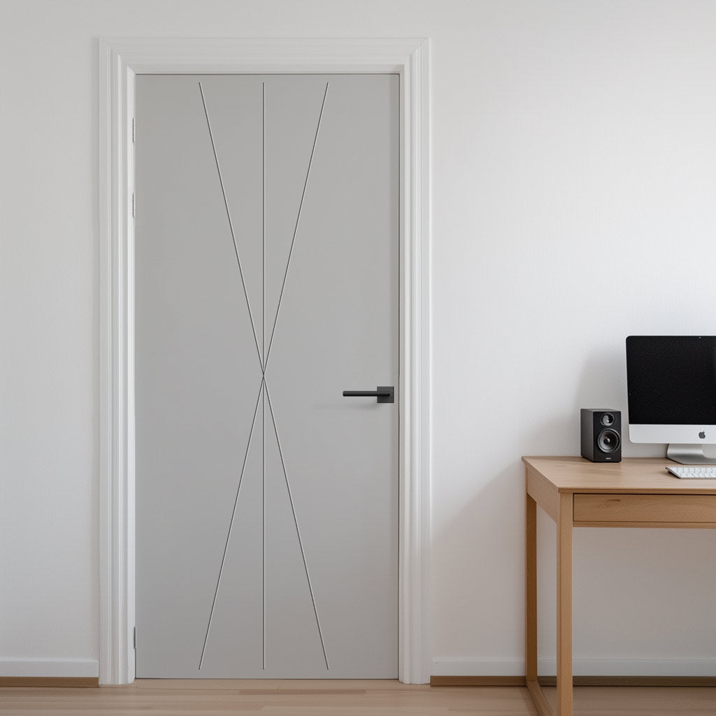 V-Line® Grooved Flush Door V040 - Premium Primed - Six Colour Options