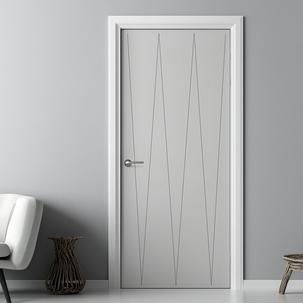 V-Line® Grooved Flush Door V034 - Premium Primed - Six Colour Options