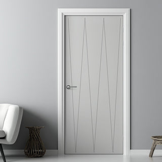 Image: V-Line® Grooved Flush Door V034 - Premium Primed - Six Colour Options