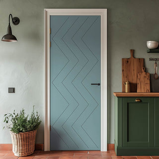 Image: V-Line® Grooved Flush Door V031 - Premium Primed - Six Colour Options