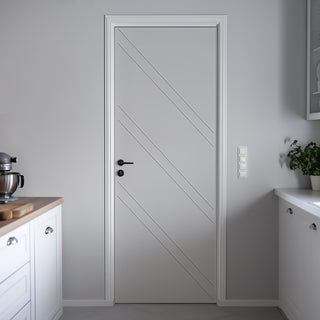 Image: V-Line® Grooved Flush Door V002 - Premium Primed - Six Colour Options