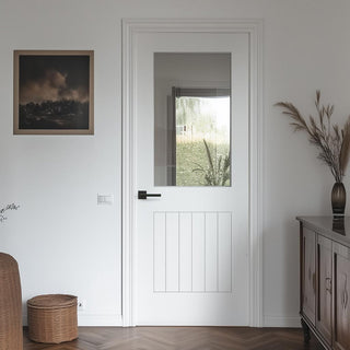 Image: Suffolk Internal Door - Clear Glass - White Primed