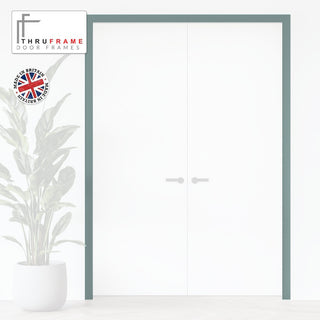 Image: Thruframe Interior Sage Sky Primed Door Lining Frame - Suits Standard Size Double Doors