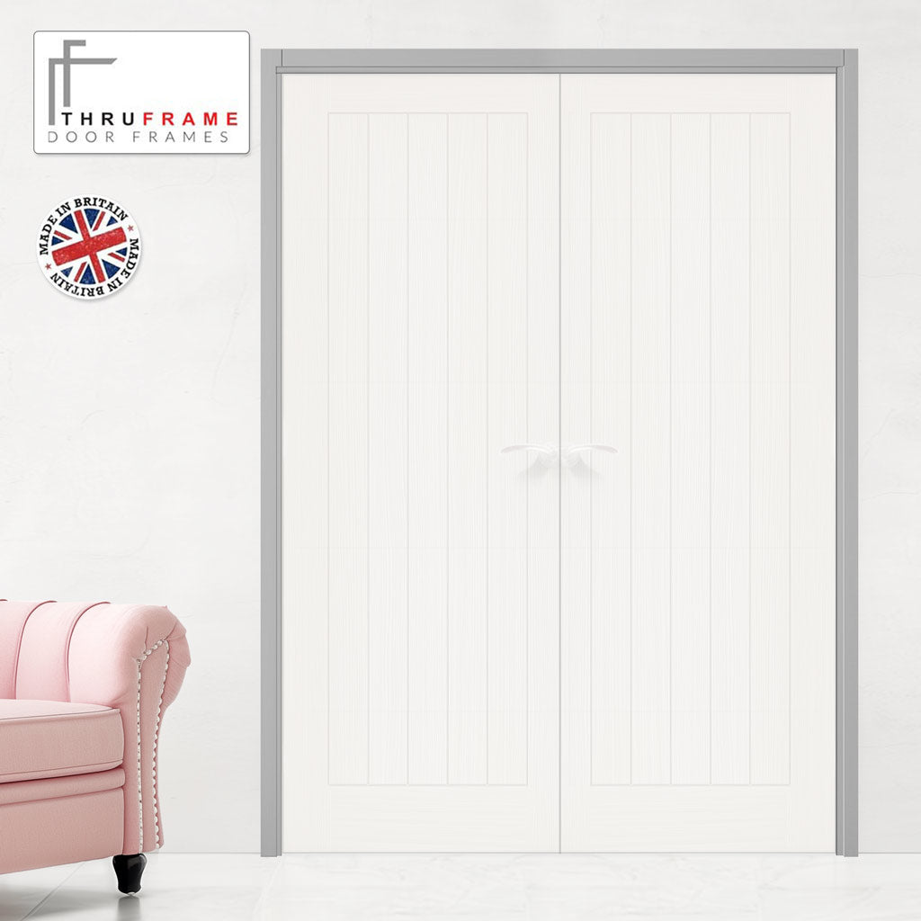 Thruframe Interior Mist Grey Primed Door Lining Frame - Suits Standard Size Double Doors