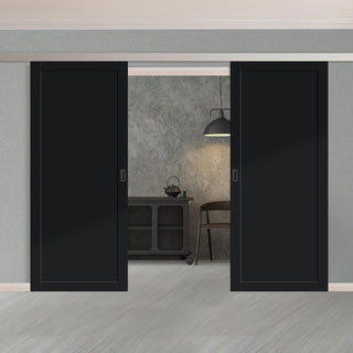 Image: Double Sliding Door & Premium Wall Track - Eco-Urban® Baltimore 1 Panel Doors DD6301 - 6 Colour Options