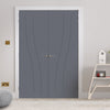 V-Line® Grooved Flush Door Pair V076 - Premium Primed - Six Colour Options