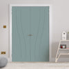 V-Line® Grooved Flush Door Pair V076 - Premium Primed - Six Colour Options