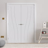 V-Line® Grooved Flush Door Pair V076 - Premium Primed - Six Colour Options