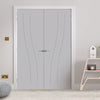 V-Line® Grooved Flush Door Pair V076 - Premium Primed - Six Colour Options