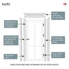 EasiKit Internal Door and Frame Kit - Bronx 4 Pane Solid Wood Internal Door - Premium Primed - Colour & Glass Options