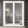 Ebida Solid Wood Internal Door Pair UK Made DD0113C Clear Glass - Cloud White Premium Primed - Urban Lite® Bespoke Sizes