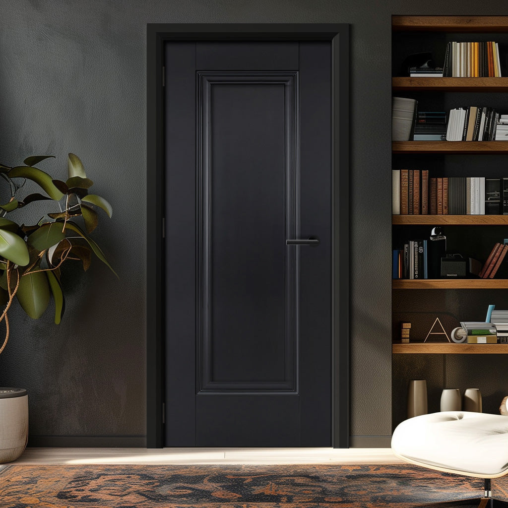 EasiKit Internal Door and Frame Kit - Eindhoven 1 Panel Black Primed Internal Door