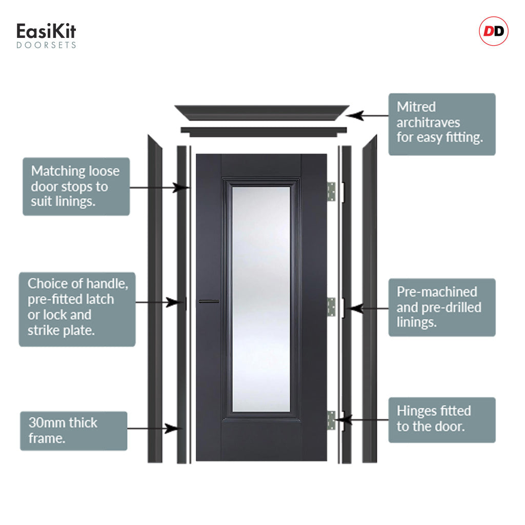 EasiKit Internal Door and Frame Kit - Eindhoven Black Primed Internal