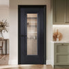 EasiKit Internal Door and Frame Kit - Eindhoven Black Primed Internal Door - Clear Glass