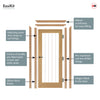 EasiKit Internal Door and Frame Kit - Ely 1L Full Pane Oak Internal Door - Clear Etched Glass - Unfinished