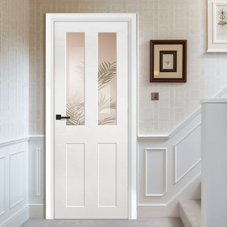 Image: EasiKit Internal Door and Frame Kit - Eton White Primed Victorian Shaker Internal Door - Clear Glass