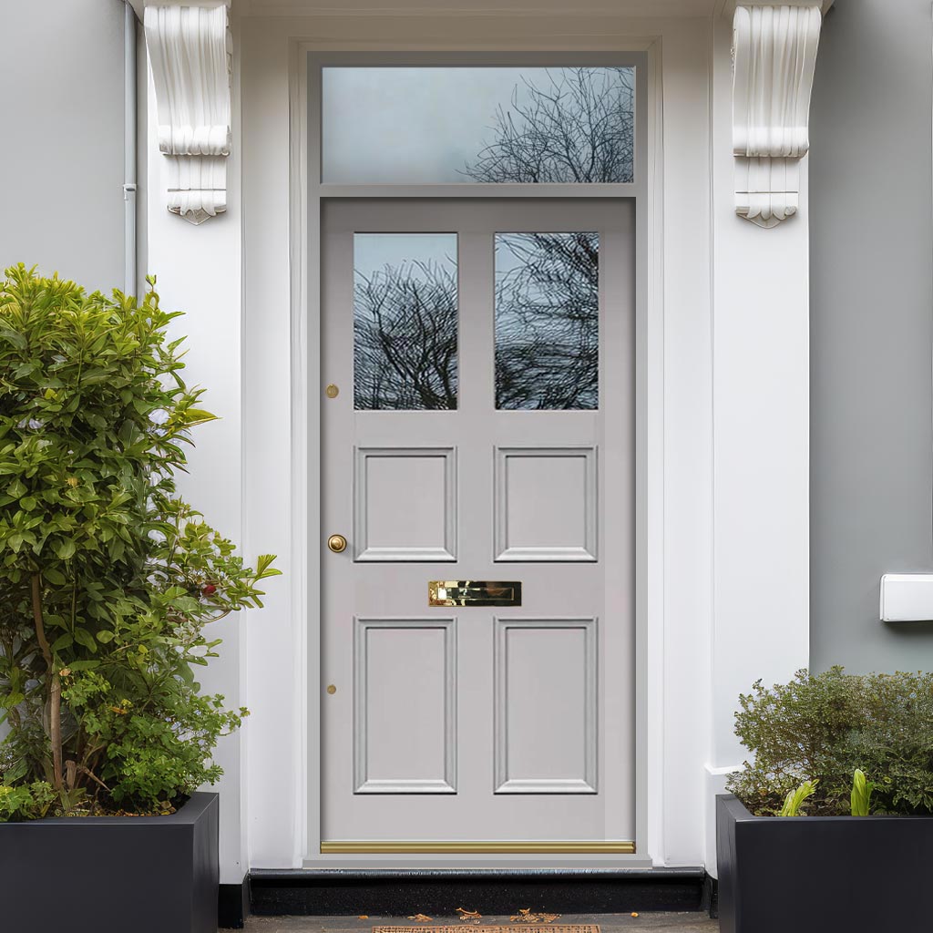 Exterior Victorian Ailsa 2L 4P Front Door with Transom - Customisable: Size, Colour, Glass Options