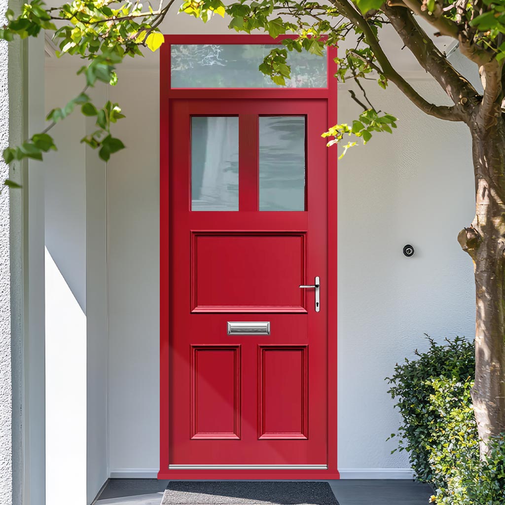 Exterior Victorian Arran 2L 3P Front Door with Transom - Customisable: Size, Colour, Glass Options