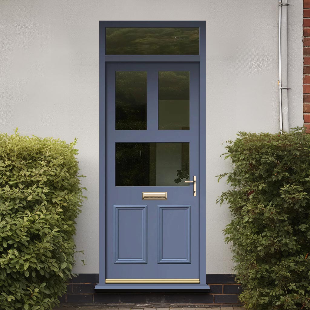 Exterior Victorian Arran 3L 2P Front Door with Transom - Customisable: Size, Colour, Glass Options