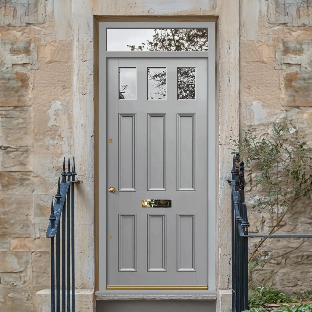 Exterior Victorian Blackwell 3L 6P Front Door with Transom - Customisable: Size, Colour, Glass Options