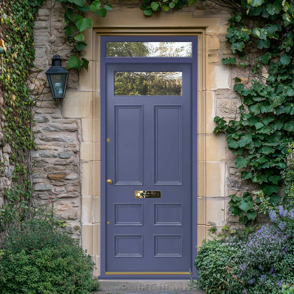 Exterior Victorian Bronte 1L 6P Front Door with Transom - Customisable: Size, Colour, Glass Options