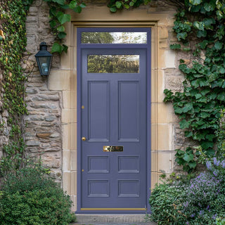 Image: Exterior Victorian Bronte 1L 6P Front Door with Transom - Customisable: Size, Colour, Glass Options