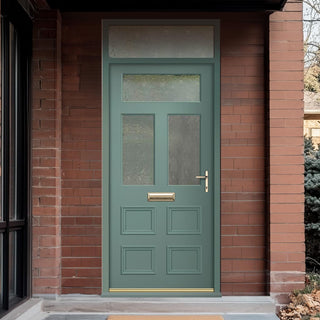 Image: Exterior Victorian Bronte 3L 4P Front Door with Transom - Customisable: Size, Colour, Glass Options